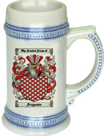 Argento family crest stein coat of arms tankard mug