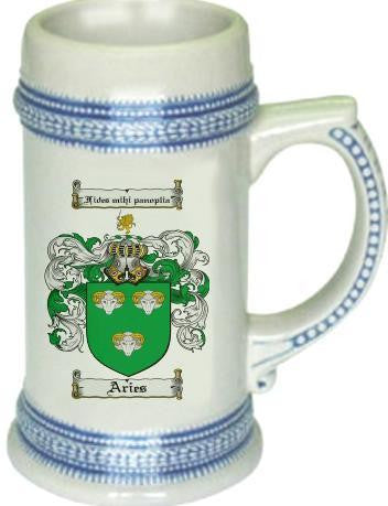 Aries family crest stein coat of arms tankard mug