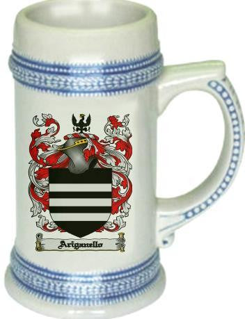 Ariganello family crest stein coat of arms tankard mug