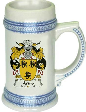 Arino family crest stein coat of arms tankard mug