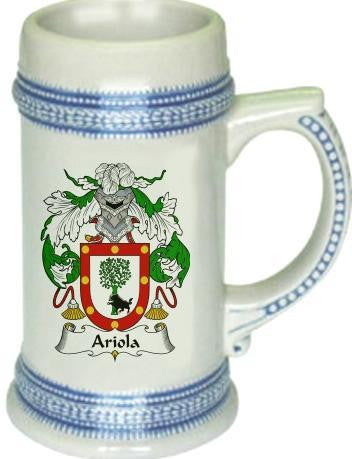 Ariola family crest stein coat of arms tankard mug