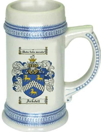 Arkdell family crest stein coat of arms tankard mug