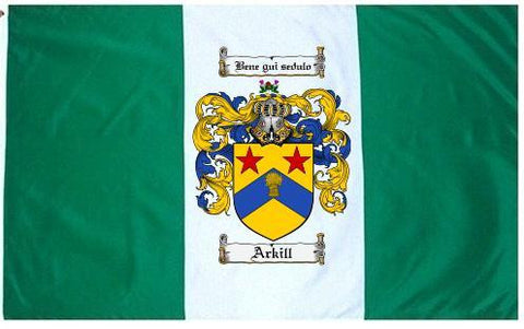 Arkill family crest coat of arms flag