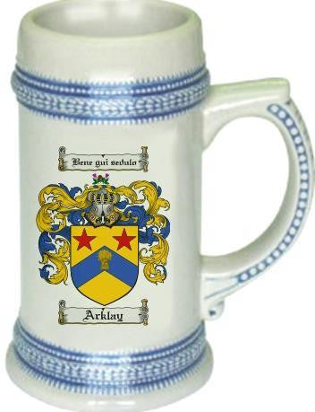 Arklay family crest stein coat of arms tankard mug