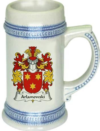Arlamowski family crest stein coat of arms tankard mug