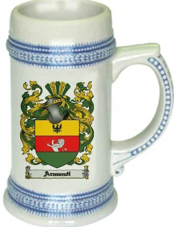 Armandi family crest stein coat of arms tankard mug