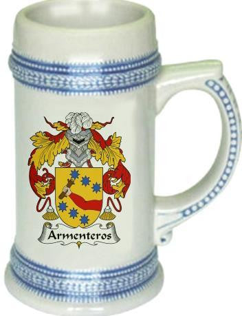 Armenteros family crest stein coat of arms tankard mug