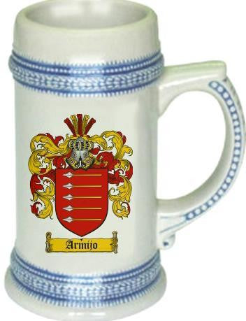 Armijo family crest stein coat of arms tankard mug