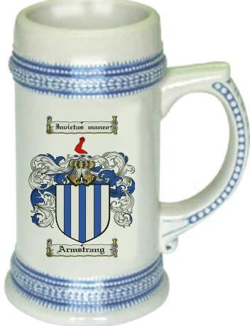 Armstrang family crest stein coat of arms tankard mug