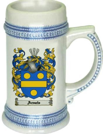 Arnaiz family crest stein coat of arms tankard mug