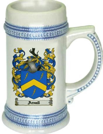 Arnall family crest stein coat of arms tankard mug