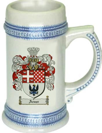 Arner family crest stein coat of arms tankard mug