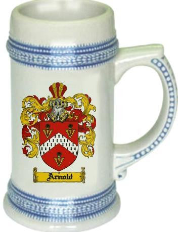 Arnold family crest stein coat of arms tankard mug