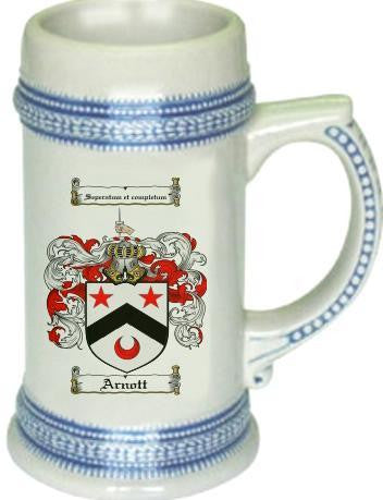 Arnott family crest stein coat of arms tankard mug