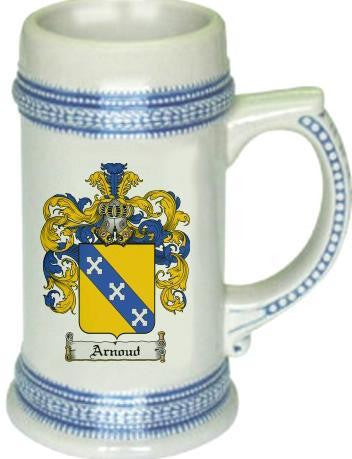 Arnoud family crest stein coat of arms tankard mug