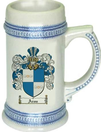 Aron family crest stein coat of arms tankard mug