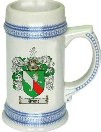 Arone family crest stein coat of arms tankard mug