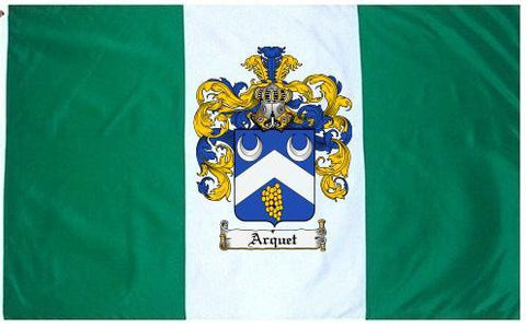 Arquet family crest coat of arms flag