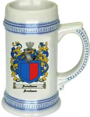 Arrellano family crest stein coat of arms tankard mug