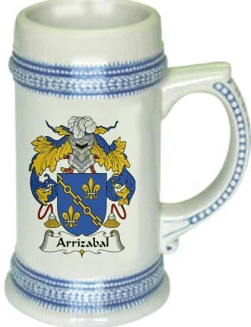 Arrizabal family crest stein coat of arms tankard mug