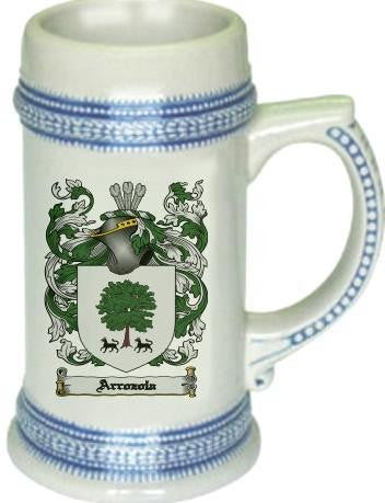 Arrozola family crest stein coat of arms tankard mug