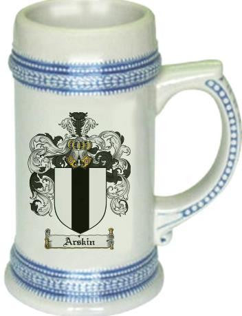 Arskin family crest stein coat of arms tankard mug