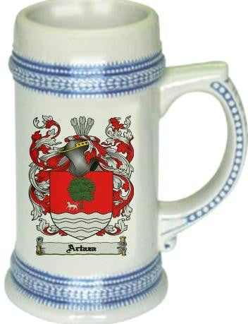 Artaza family crest stein coat of arms tankard mug