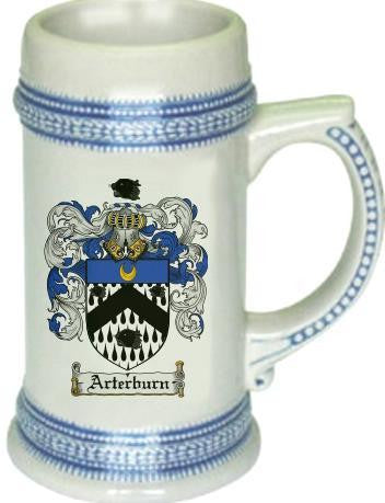 Arterburn family crest stein coat of arms tankard mug
