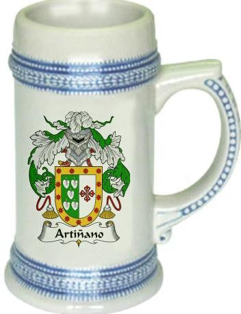 Artinano family crest stein coat of arms tankard mug