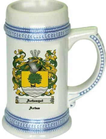 Artozqui family crest stein coat of arms tankard mug