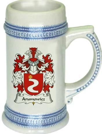 Arumowicz family crest stein coat of arms tankard mug