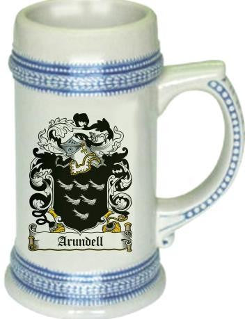 Arundell family crest stein coat of arms tankard mug
