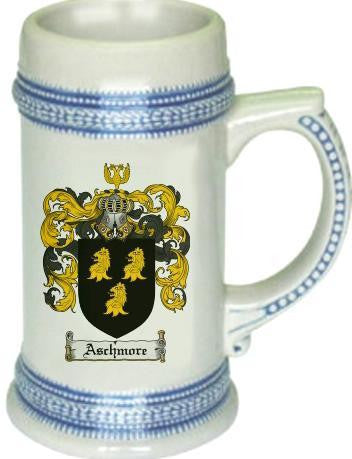 Aschmore family crest stein coat of arms tankard mug