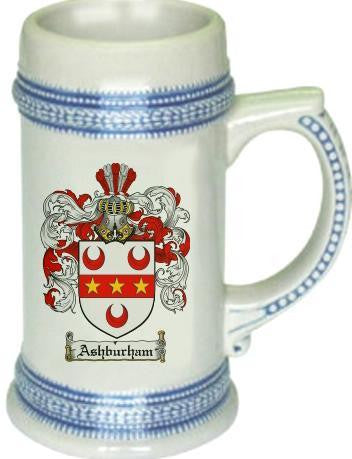 Ashburham family crest stein coat of arms tankard mug