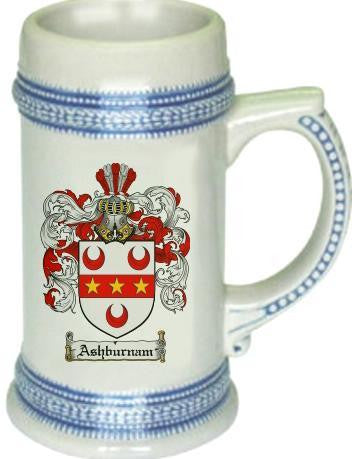 Ashburnam family crest stein coat of arms tankard mug