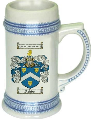 Ashby family crest stein coat of arms tankard mug