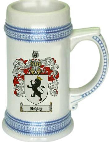 Ashley family crest stein coat of arms tankard mug