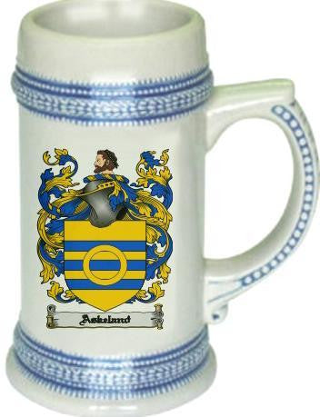 Askeland family crest stein coat of arms tankard mug