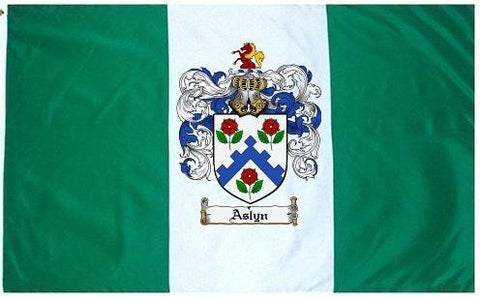 Aslyn family crest coat of arms flag