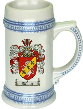 Asmus family crest stein coat of arms tankard mug