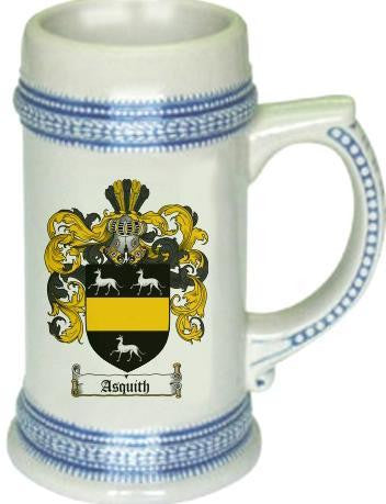 Asquith family crest stein coat of arms tankard mug