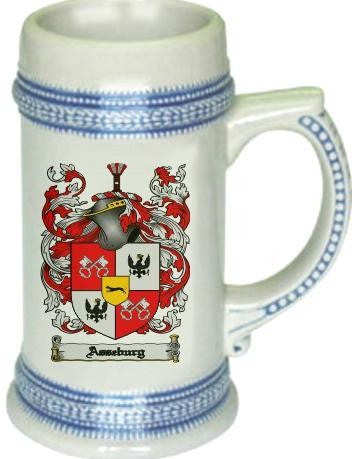 Asseburg family crest stein coat of arms tankard mug