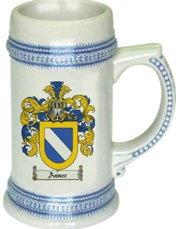 Asser family crest stein coat of arms tankard mug