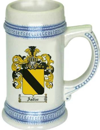 Astier family crest stein coat of arms tankard mug