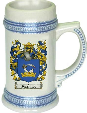 Asztalos family crest stein coat of arms tankard mug