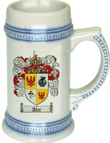 Ater family crest stein coat of arms tankard mug