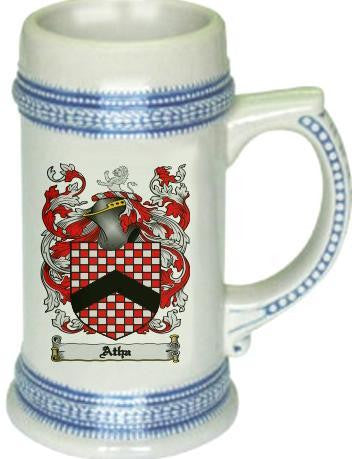 Atha family crest stein coat of arms tankard mug