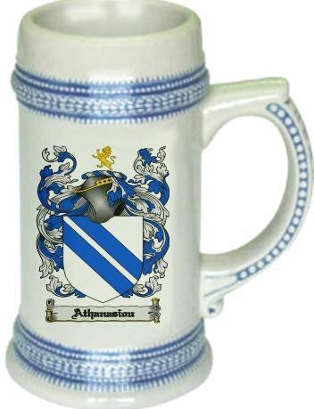 Athanasiou family crest stein coat of arms tankard mug