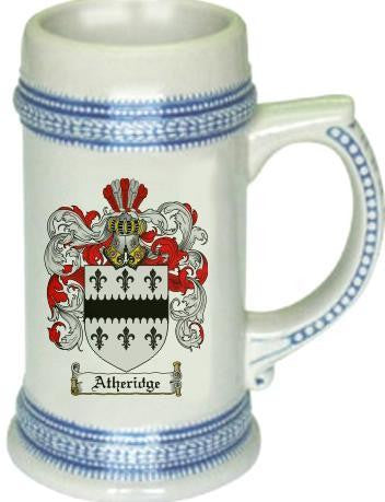 Atheridge family crest stein coat of arms tankard mug