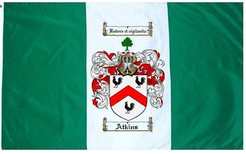 Atkins family crest coat of arms flag